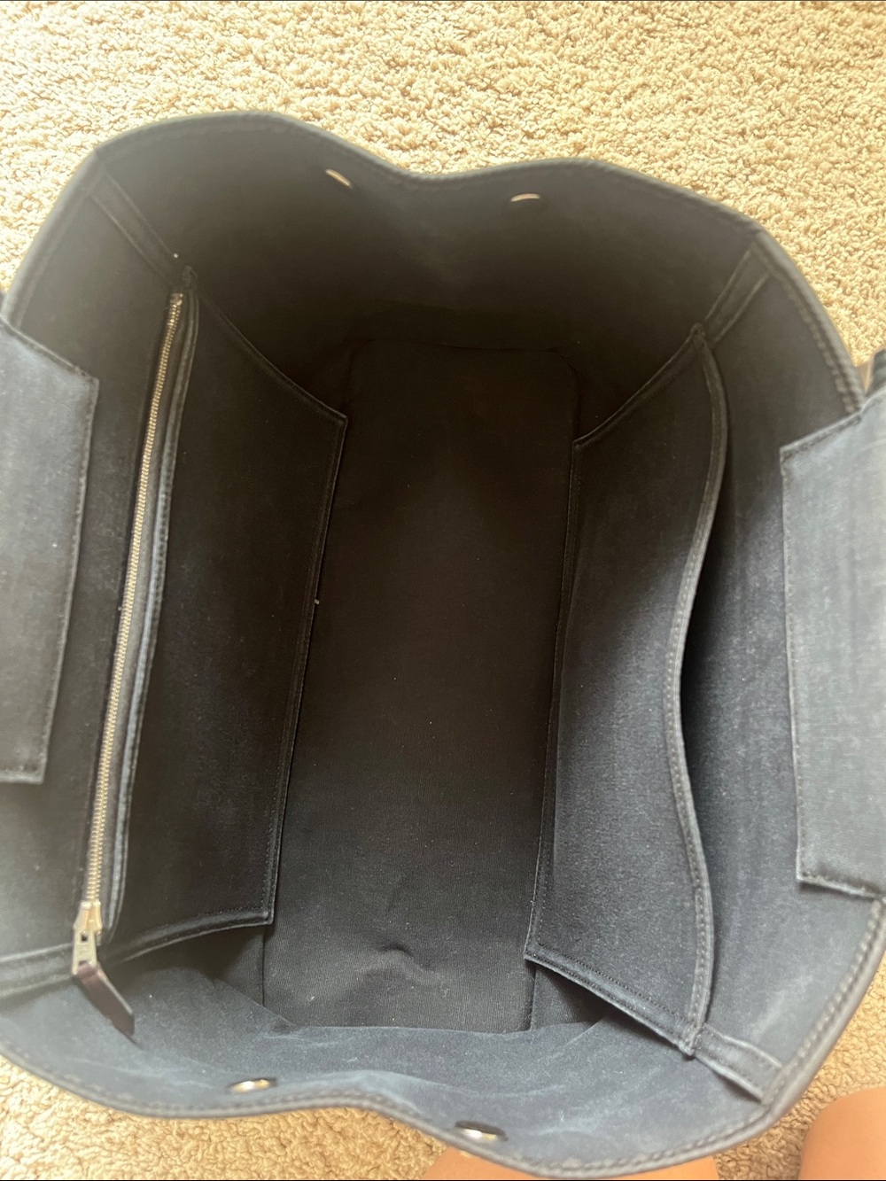 Hermes cabag PM Black Canvas Tote with Brown Leather Straps - Picture 14 of 16